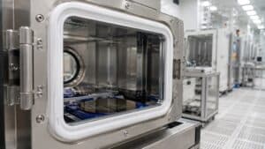 Silicone extrusions used as precision seals in wafer processing and cleanroom equipment